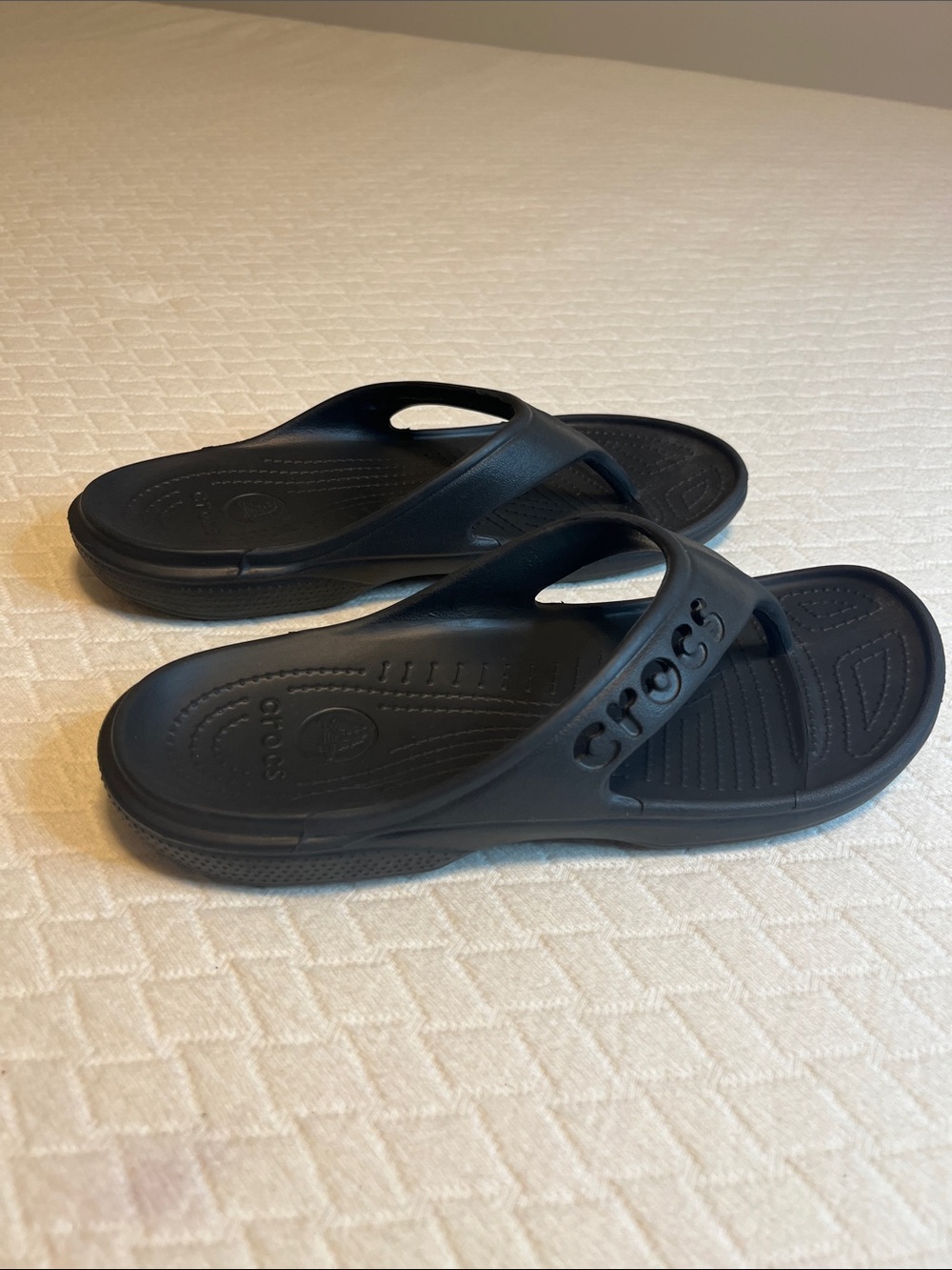 Crocs flip flops, black, cutout detail, M6/W8